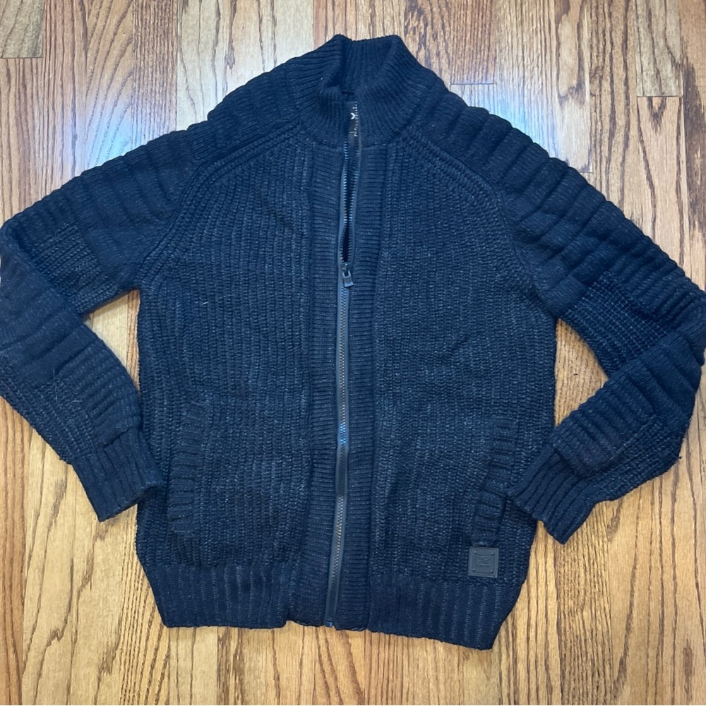 X-Ray Men Full-Zip Quilted Sleeves Sweater Jacket Black Cottagecore M cabincore